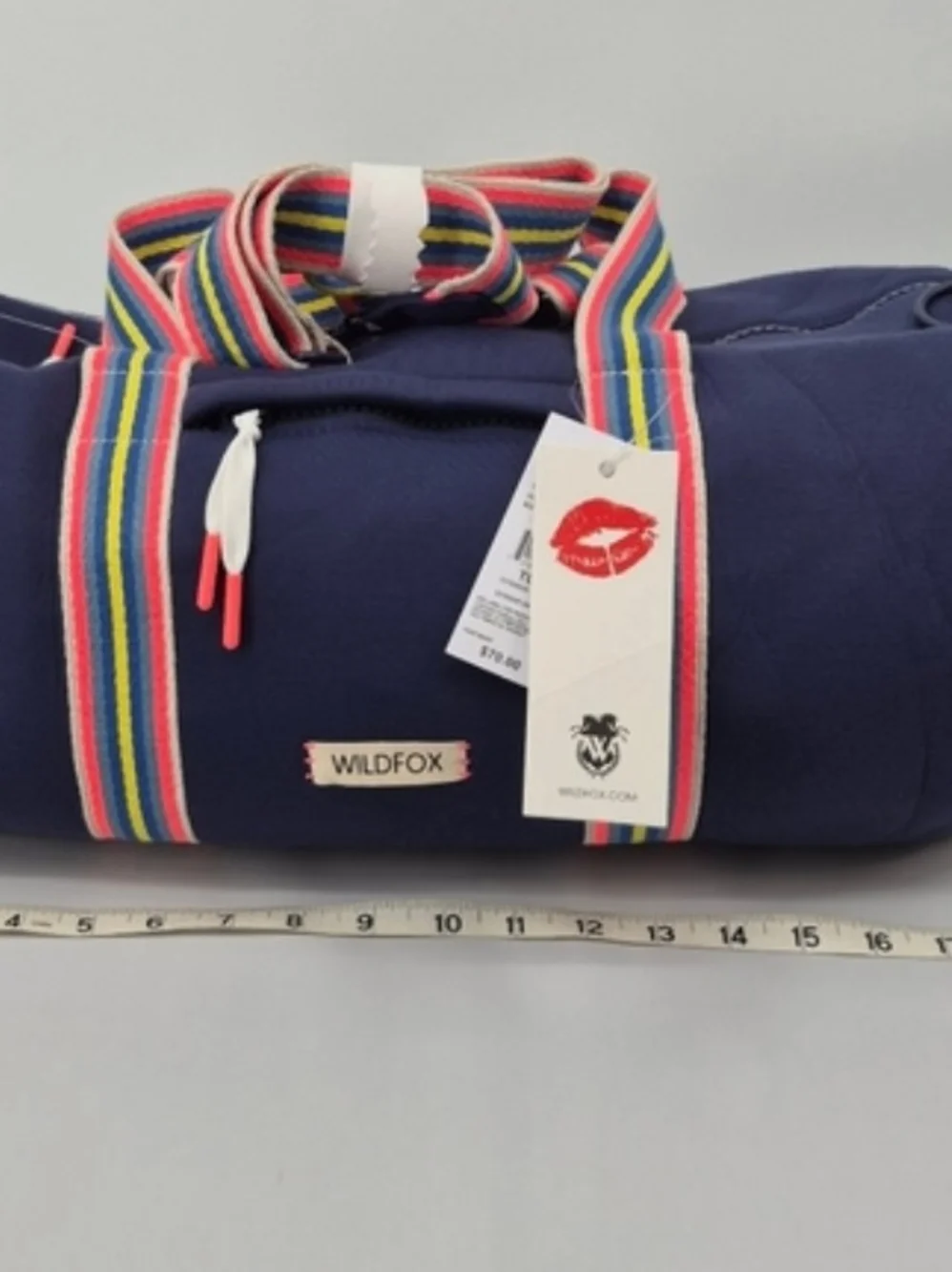 NWT Wildfox Navy Duffle Bag with Rainbow Straps - Picture 5 of 8